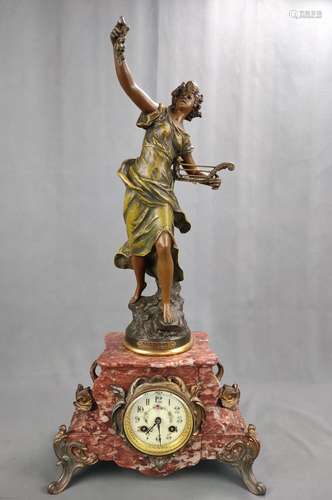 Mantel clock, Auguste Moreau (1834 - 1917), figure of the al...