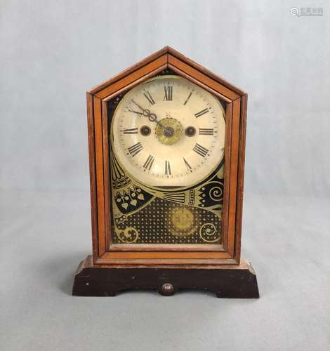 Table clock, fitted dial with Roman numbers, brass ring with...