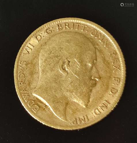 Gold coin, 1/2 Sovereign, Edward VII, England, reverse