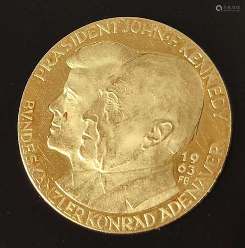 Gold medal, Konrad Adenauer and John F. Kennedy, 1963, front