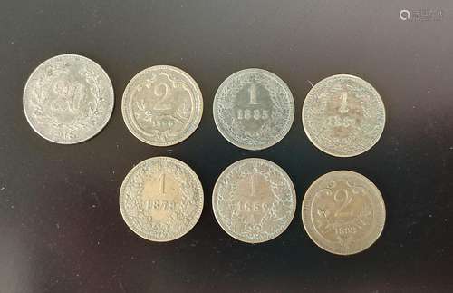 Coin set Austria-Hungary, 7 coins, consisting of 4x1 Kreuzer...