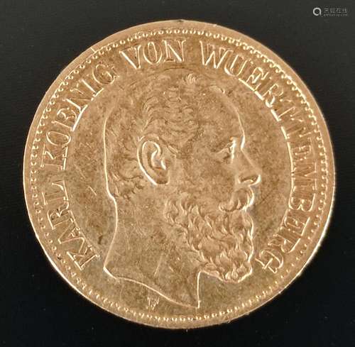 Coin, 10 Mark, Karl König von Württemberg, German Empire, 18...