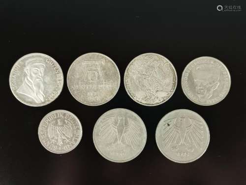 Mixed lot of 7 coins German Mark, Hans Jakob Christoph Grimm...