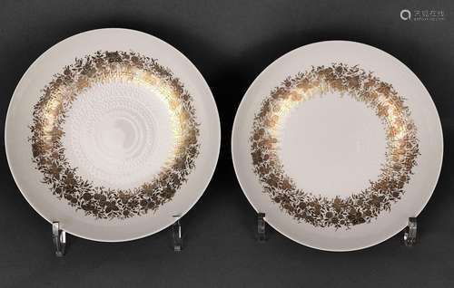 Two flat bowls, richly decorated with gold, Rosenthal, Björn...