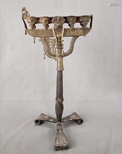 Antique oil candlestick, joined in two parts (not belonging ...