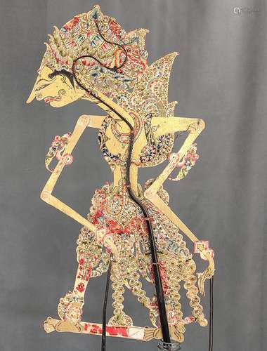 3 Wayang-Kulit figures, Indonesian shadow theatre figures, t...