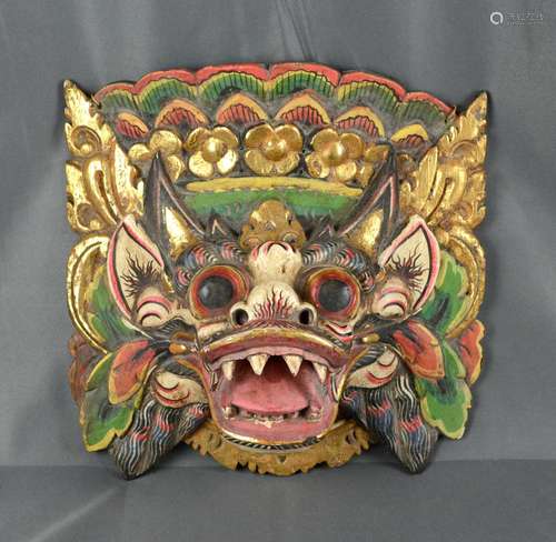 Dragon mask, wood polychrome painted, 20th century, Bali or ...