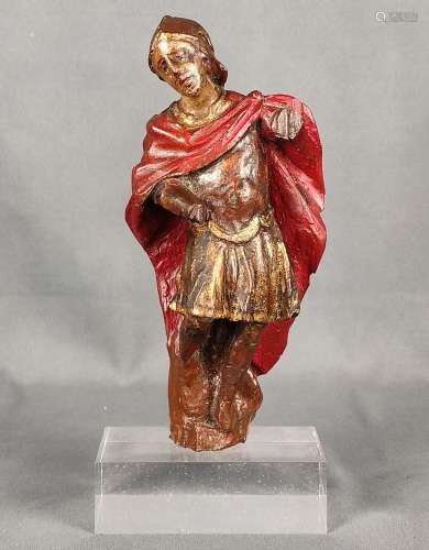 Saint Florian, full-round wooden sculpture, partly coloured,...