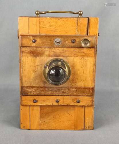 Wooden camera, early 20th century, mahogany plate camera, br...