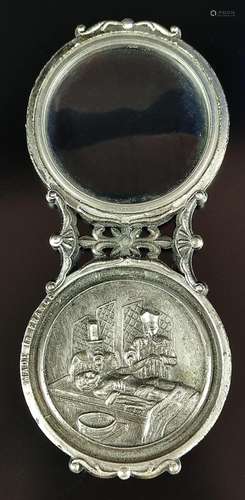 Magnifying glass with souvenir medal, France, 20th century, ...