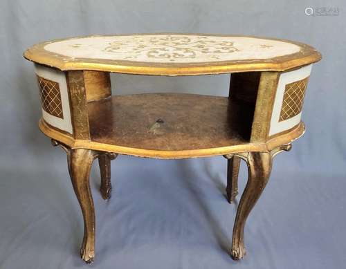 Small telephone table in baroque style on four curved legs, ...