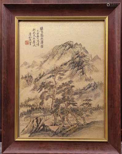 黄宾虹  精品纸本山水镜框  画心