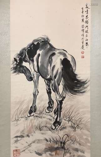 徐悲鸿，精品纸本，马