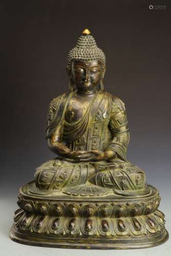 清代，铜释迦牟尼佛坐像