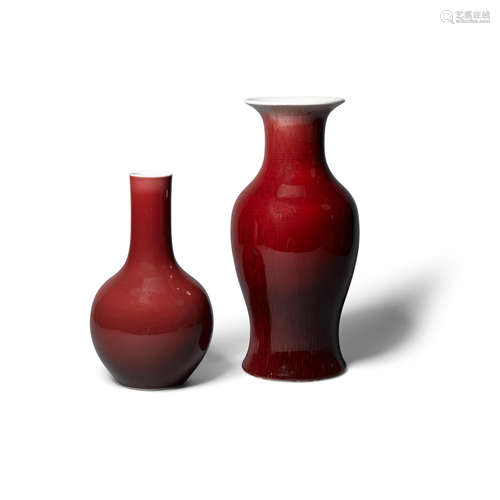 Two copper-red glazed vases