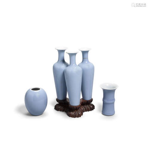 A group of three clair-de-lune porcelains