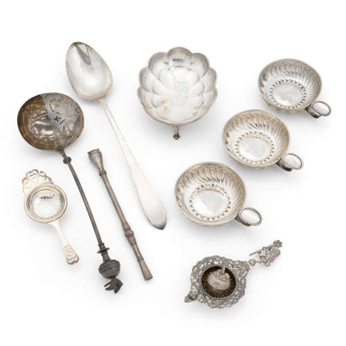 A group of nine sterling silver serving utensils