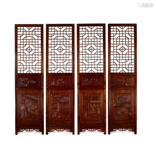 Four hardwood door panels