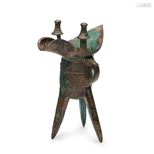 An archaic bronze wine vessel, Jue