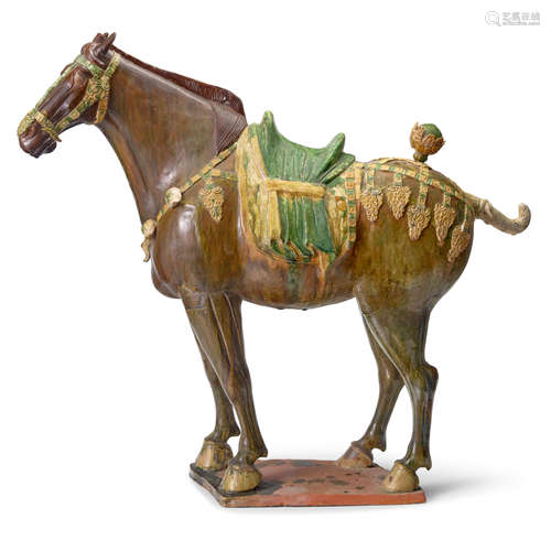 A Massive Caparisoned Sancai-Glazed Ferghana Horse