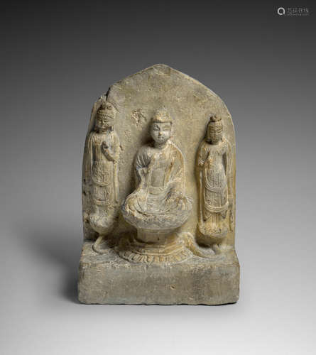 A Rare Limestone Buddhist Triad