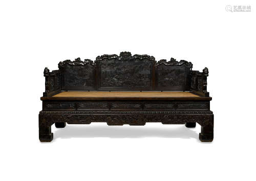 A rare zitan couch bed, luohan chuang
