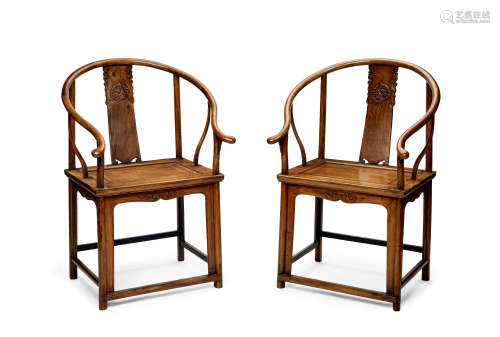 A pair of huanghuali arm chairs