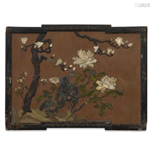 A hardstone inlay lacquer panel