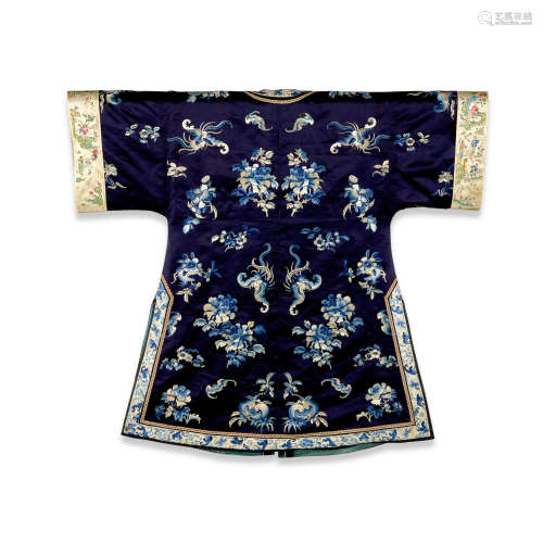 A woman's blue silk embroidered informal robe