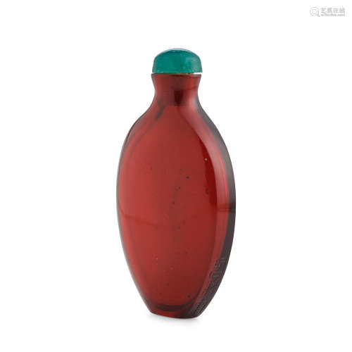 A Transparent Dark Red Glass Snuff Bottle