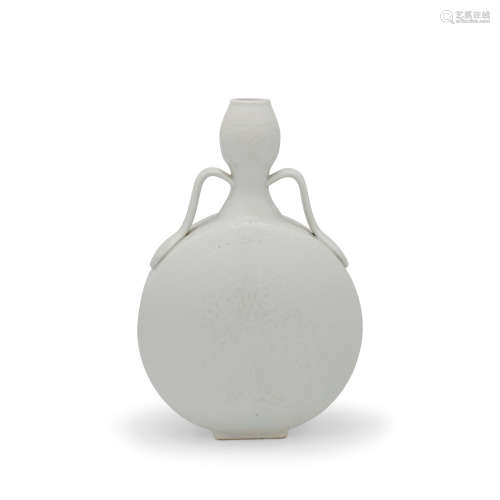 A Ming-style white-glazed moon-flask vase, bianhu