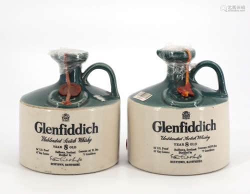 80年代格兰菲迪绝版8年陶瓷瓶苏格兰单一麦芽威士忌（共二支）2支 7...