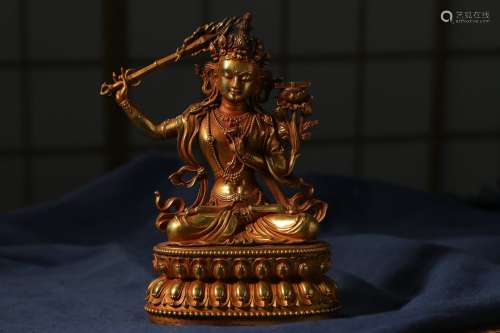 Chinese Bronze Gold Gilded Buddha Statue