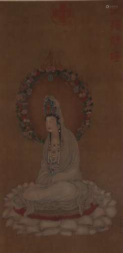 Chinese Painting Of Bodhisattva Statue - Ding Guanpeng