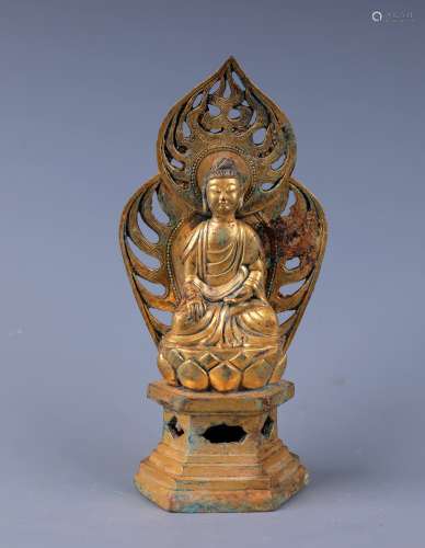 Chinese Bronze Gold Gilded Buddha