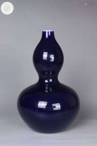 Chinese Blue Glazed Porcelain Gourd Bottle