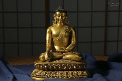 Chinese Ming Dynasty Yongle Bronze Gold Gilded Buddha Statue