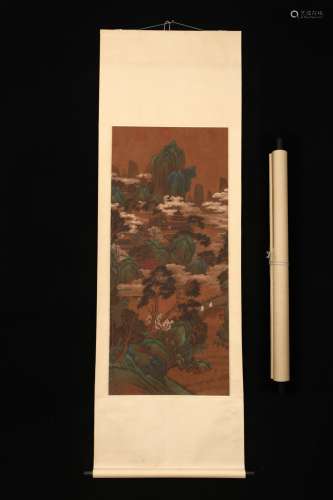 Chinese Painting Of Landscape On Silk - Chou Ying