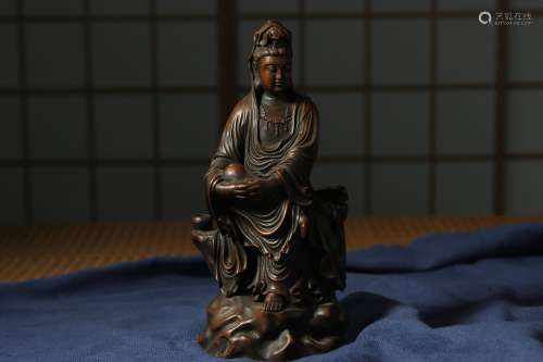 Chinese Qing Dynasty Bronze Guanyin Statue