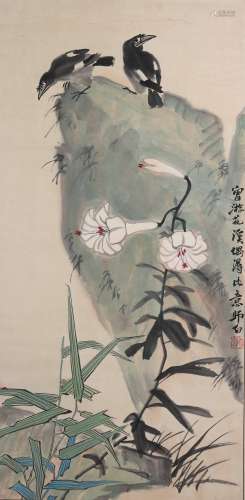 Chinese Painting Of Flower And Bird - Lou Shibai