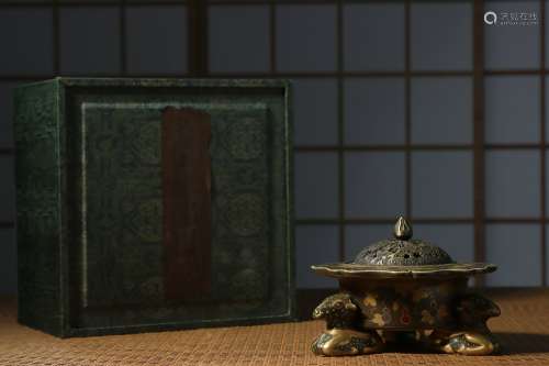 Chinese Qianlong Gold Painted Porcelain Incense Burner