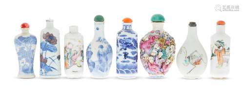 Eight Chinese Porcelain Snuff Bottles