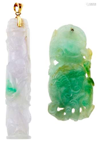 Two Chinese Jadeite Carvings