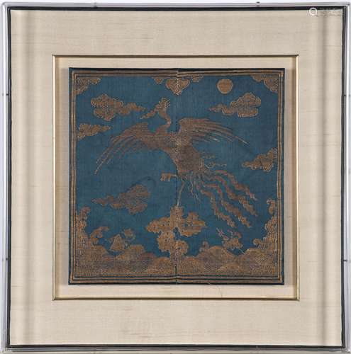 A Chinese Brocade Silk 'Silver Pheasant' Rank Badg...