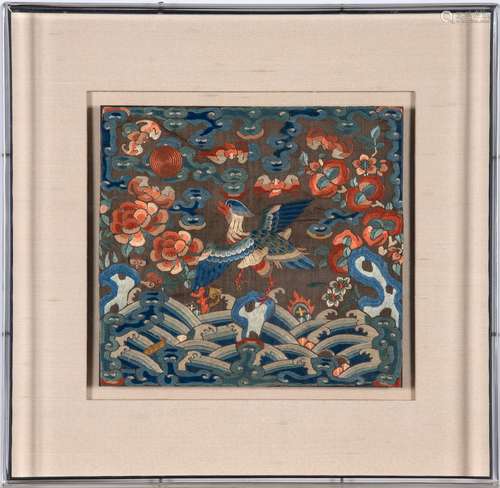 A Chinese Embroidered Silk 'Mandarin Duck' Rank Ba...