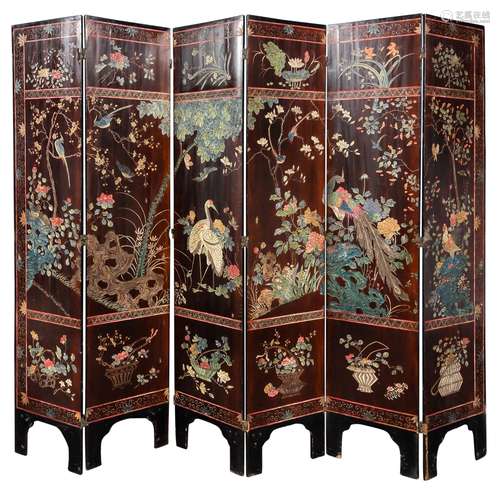 A Chinese Coromandel Six Panel Screen