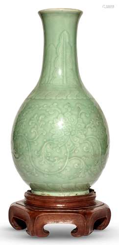 A Chinese Carved Celadon Porcelain Vase