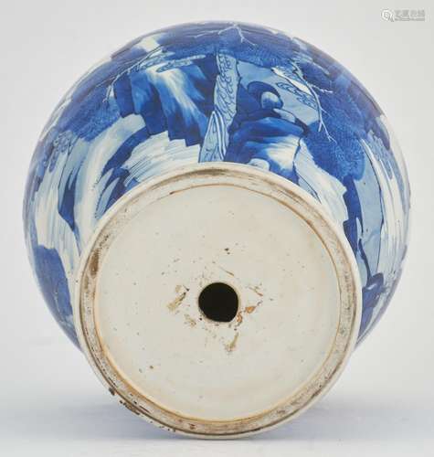 A Chinese Blue and White Porcelain Baluster Vase