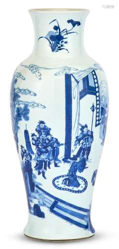 A Fine Chinese Blue and White Porcelain Baluster Vase