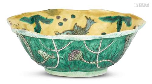 A Chinese Famille Verte Biscuit Porcelain Bowl